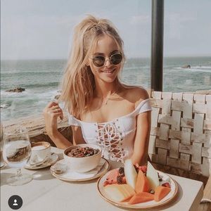 Blue Life Off Shoulder One Piece Swimsuit